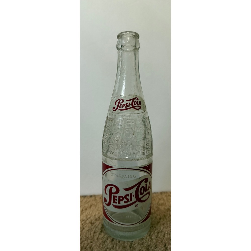Vintage 1959 Pepsi Cola Swirl Glass Soda Bottle Armstrong Red White ACL
